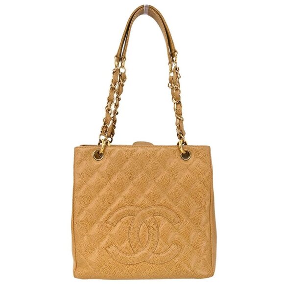 Chanel Beige Calfskin Petite Shopping Tote PST Chain Handbag 185152 - Picture 1 of 11